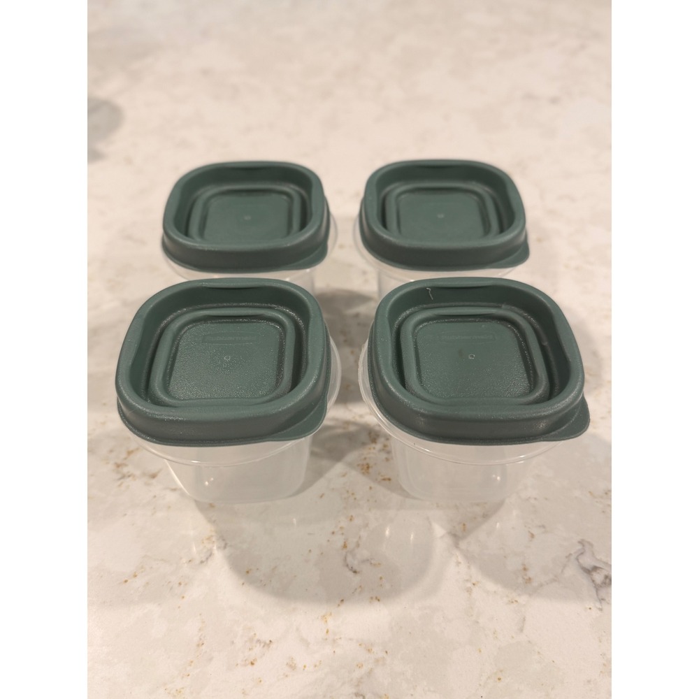 Rubbermaid TakeAlongs 4oz Small Food Storage Containers Green Lids Set of 4 7J53